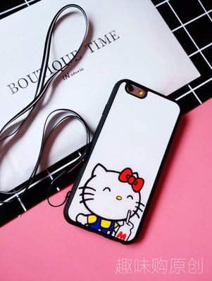 Hello Kitty case for iPhone6 plus soft silicone sleeve with lanyard plus Apple phone shell couple new creative cartoon DROP ...