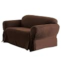 Soft Suede Slipcover Collection - Chocolate Brown