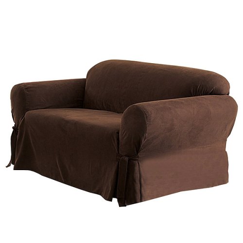 Soft Suede Slipcover Collection - Chocolate Brown
