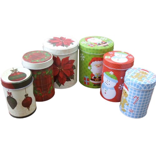 12 ct. Christmas Empty Tin Canisters - Assorted