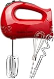 Andrew James Powerful 300 Watt Red Hand Mixer With Chrome Beaters, Dough Hooks, 5 Speed With Turbo Button + Bonus Balloon Whisk