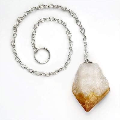 Yellow Citrine Natural Rough Crystal Pendant Pendulum With Chain