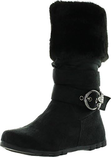 Diamond New Girls Slouch Comf Tall Midcalf Suede Winter Boots Shoes,Black C01,1