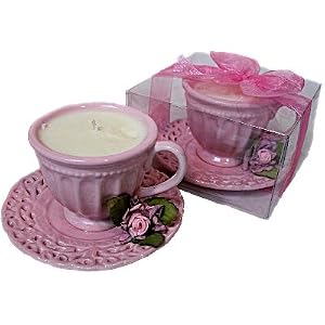 Set of 4 - Pink Tea Cup Candle Shower or Tea Party Favors - Perfect for Bridal or Baby Showers!