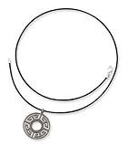 Titanium Leather Cord Greek Key Necklace - 18 inches
