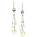 Sparkle Silver Tone Crystal and Faux Pearl Triple Chain Earrings