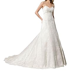 Sexy V-neck Mermaid Tulle Sleeveless Spaghetti Strap Beaded Backless Lace Wedding Dress  with a Brush/Sweep Train 