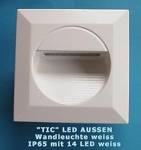 "TIC" LED Wandeinbauleuchte weiss ECKIG für AUSSEN IP65 230V: Amazon.de