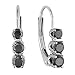 14K White Gold 1/2 ctw Black Diamond 3-Stone Earrings