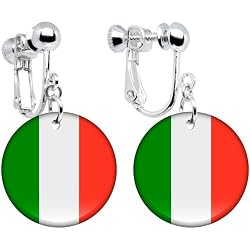 Italy Flag Clip on Earrings