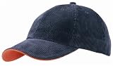 6 Panel Raver Bicolor Cord Cap Stirnanliegend in Navy - Orange