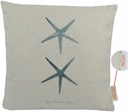 MagicPieces Cotton and Flax Ocean Park Theme Decorative Pillow Cover Case D 18 x 18 Square Shape-ocean-beach-sea-print-blue-starfish-seahorse-Voyage (Sea Stars) by MagicPiecesPillow