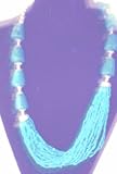 Blue Jade and Silver Beads with Multi-strand Fine Blue Jade Necklace for Women and Teens