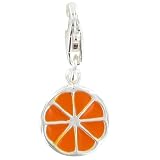 Les Poulettes Jewels - Charms Orange Slice Orange Enamel 925 Silver for Bracelet