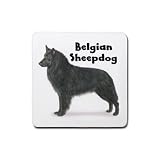 Belgian Sheepdog Rubber Square Coaster (4 pack)