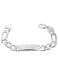 Large Sterling Silver Italian ID Bracelet Figaro Link 1/2 inch wide NICKEL FREE, sizes 8 -9 inch