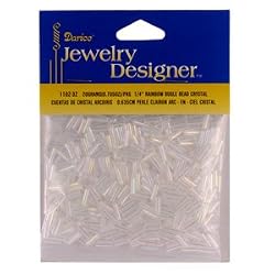 1/4 In. Rainbow Glass Bugle Beads, Crystal, 20 Gram/Pkg