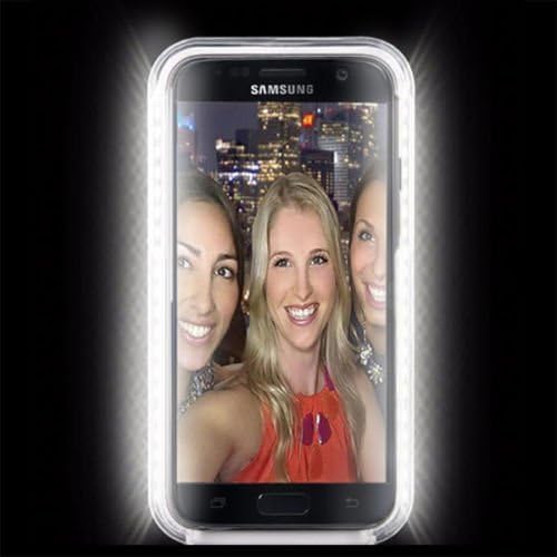 ZMD Selfie Led Illuminated Phone Case Only for Samsung Galaxy S7 edge Great for Facetime & Selfies at Night with Rechargeable Battery in the selfie phone case (Gold)