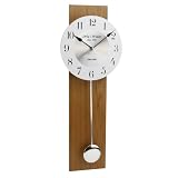 Deluxe Oak Pendulum Wall Clock - Silver Mirrored Pendulum