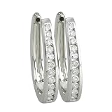 14K White Gold 1/2 ct. Channel Set Diamond Hoop Earrings