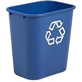 Rubbermaid FG295673 Blue Medium Deskside Recycling Container with Universal Recycle Symbol, 28-1/8 qt Capacity, 14.4" Length x 10.25" Width x 15" Height
