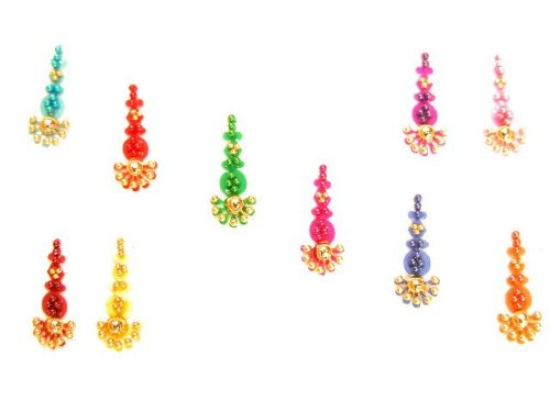 Self Adhesive Indian Bindi Dots Bollywood Belly Dance Tattoo Body Art and Crystal Wedding & Bridal Fashion Jewelry