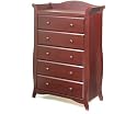 Stork Craft Aspen Five Drawer Chest in Cherry