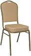 Crown Back Stacking Banquet Restaurant Retail Office Chair with Gold Frame, Beige