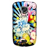 Hard Snap-on Plastic RUBBERIZED With NEON FLORAL Design Sleeve Faceplate Co ....