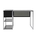 Student Desk - Silver/ Black Glass