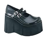 4 3/4 Trendy Goth Shoe Black Platform Shoe Platform Mary Jane Double Strap Black