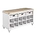 Chelmsford Entryway Storage Bench - Shoe Cubbies w/ Fixed Shelves - White Finish