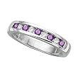 10K White Gold 0.14 ct. Diamond with Alternating 1/3 ct. Amethyst Wedding Band