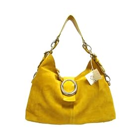 MEGGHI Italian Designer Handbag Shoulder Bag Hobo in Black, Lime, Magenta, Purple, Red or Yellow Suede. Retail Price $435, OUR SALE PRICE $299!