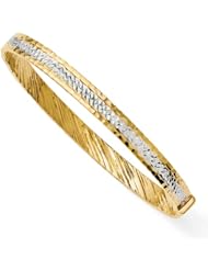 14k rhodium plated yellow gold Leslies with White Fancy Diamond cut Bangle