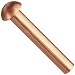 Copper Solid Rivet Round Head 3/32" Shaft Diameter x 1/2" Length (Pack of 100)