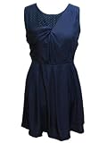 Navy Dots Sleeveless Knee Length Dress