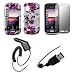 Electronics : Premium White and Purple Flowers Design Snap-On Cover Hard Case Cell Phone Protector + Crystal Clear LCD Screen Protector + Rapid Car Charger + USB Data Charge Sync Cable for Samsung Solstice A887 [Accessory Export Packaging]