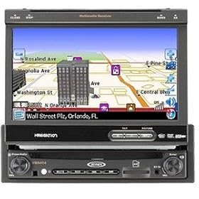 Jensen VM9414 Single DIN MultiMedia Receiver with 7-Inch Inch Flip Out Touch Screen, Integrated Navigation System by