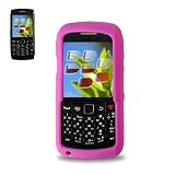 New Fashionable Perfect Fit Soft Silicon Gel Protector Skin Cover (Faceplate/Snap On) Rubber Cell Phone Case with Screen Protector for BlackBerry Pearl 9100 - Hot Pink