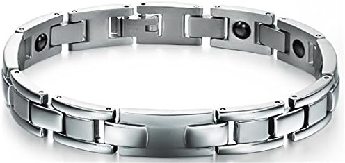 LUNA Stainless Steel Silver Magnetic Energy Power Couple Jewelry Bracelet In Box Womens 8"