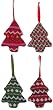 Acrylic Hand Knit Christmas Trees Ornaments Set of 12 - 3 of Each Pattern