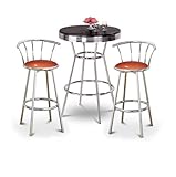 Chrome Bar Table & 2 Chrome 29" Glitter Copper Vinyl Seat Barstools