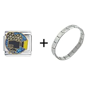 Pugster Film Projector italian charm bracelet