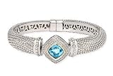 18K Gold Over Sterling Silver Two Tone Blue Topaz Bracelet