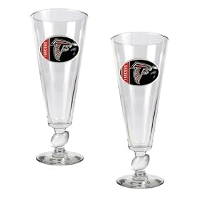 Atlanta Falcons NFL 2pc Pilsner Glass Set with Football on stem - Oval Logo by