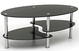 Cara Black Glass Coffee Table with Chrome Legs