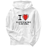 I Love Superbike Racing Sports Mens Hoodie (White, Sizes X-Small - XXX-Large)