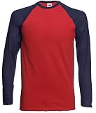 Long sleeve baseball t-shirt Brick Red and Deep Navy Medium (38 - 40 inch chest)