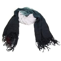 Lightweight Black Gray Fade Gauze Cotton Shawl Scarf 72"x28"